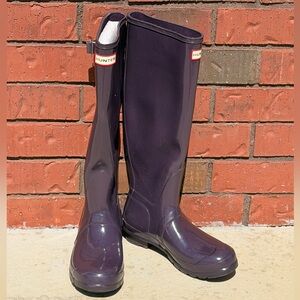 Hunter Deep Purple Gloss Tall Boots